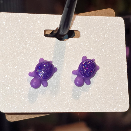 Turtle Stud Earring,  clay & resin