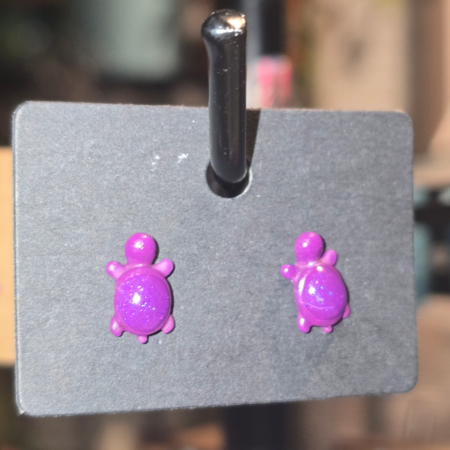 Turtle Stud Earring,  clay & resin