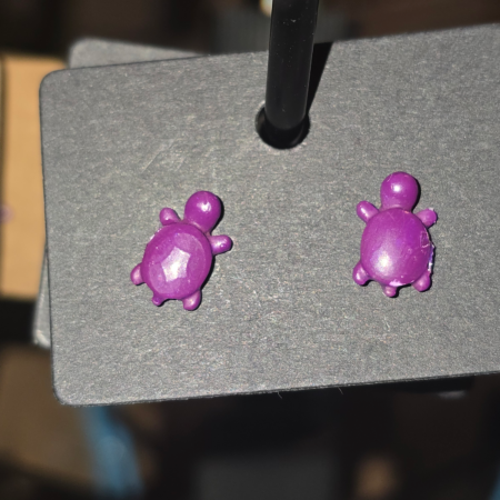 Turtle Stud Earring,  clay & resin