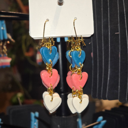 Trans Pride Flag Heart Dangler, 18k
