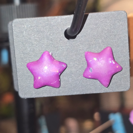 Purple puff star studs