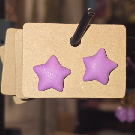 Purple puff star studs