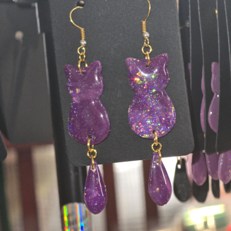 Purple Cat Earring