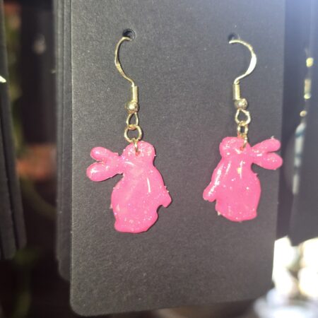 Ostera Rabbit Earrings,  hot pink,  14k gold