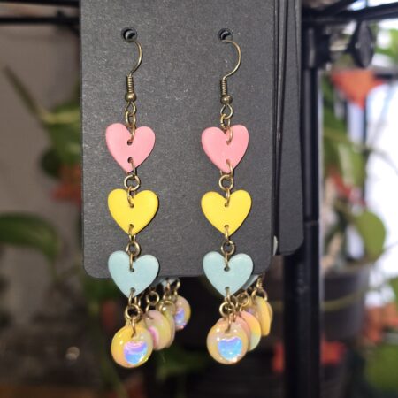 Pan Flag Heart Drop Earrings