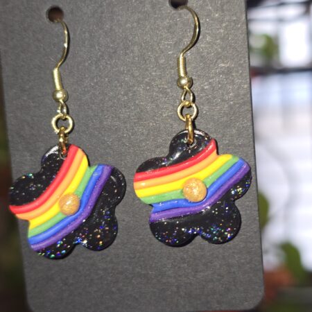 Galaxy Rainbow Flower Earrings, 14k/18k gold