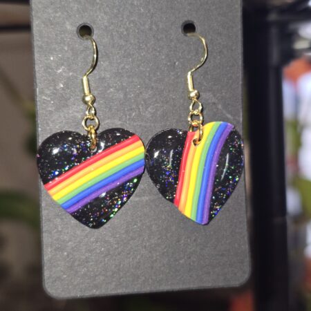 Galaxy Rainbow Heart Earrings, 14k/18k gold