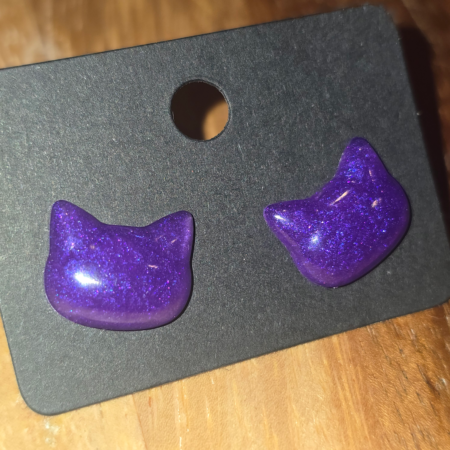 Violet Cat Stud Earrings